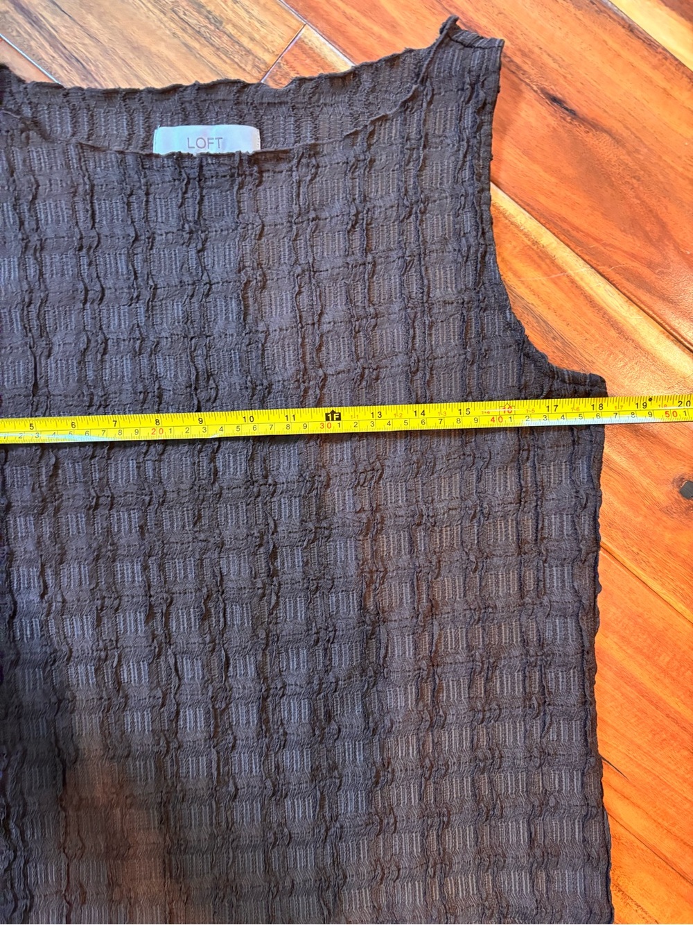 Loft Textured Ruffle Tank Top Deep Brown - Picture 3 of 6